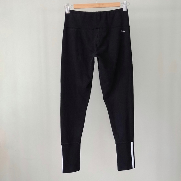 Adidas Essential Leggings 3 Stripes Black Size Medium Cotton - Picture 5 of 12